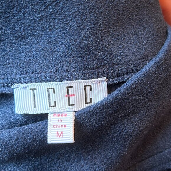 Navy Faux Suede Mock Turtleneck Dress – Size M - Picture 4 of 5